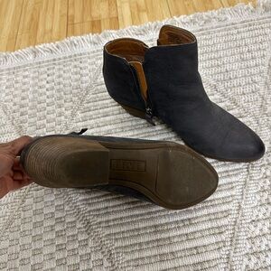 Frye Dark Leather Side-Zip Booties